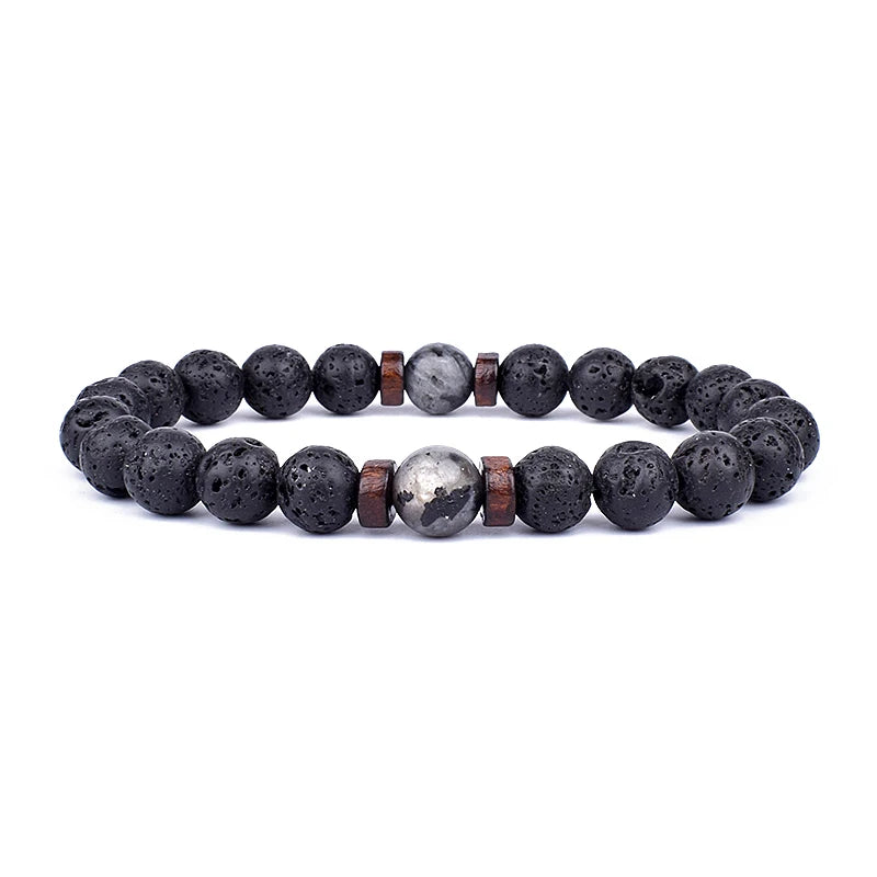 Pulseira Masculina de Pedra Vulcânica