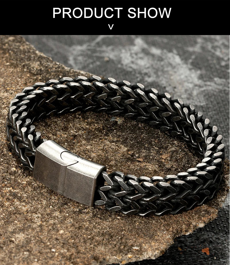 Pulseira Masculina Chains em Aço Inox e Fecho Magnético