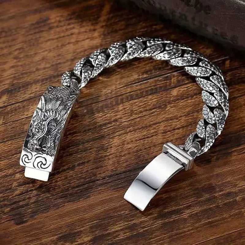 Pulseira de Prata Artesanal Dragon