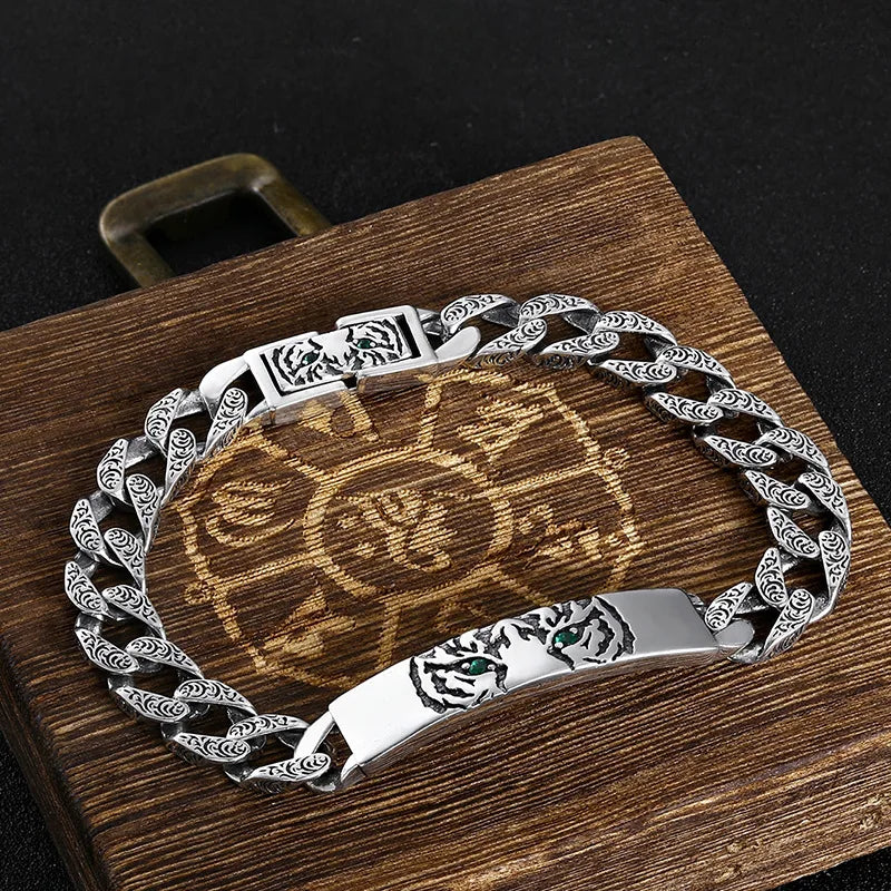 Pulseira de Prata 925 Artesanal Tiger