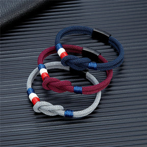 Pulseira de Corda Dupla Masculina com Fecho Quadrado