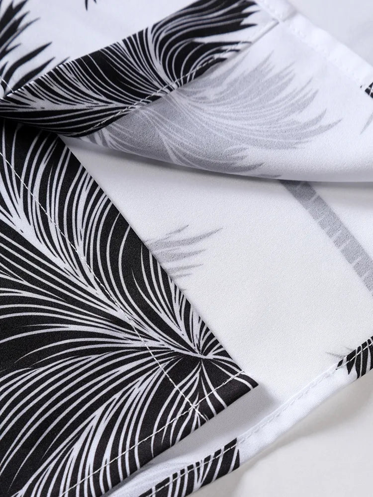 Camisa Havaiana Tropical Black and White