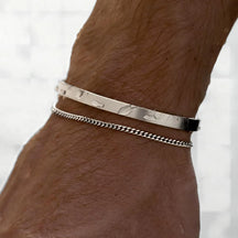 Pulseira Minimalista Masculina Prata 2 em 1