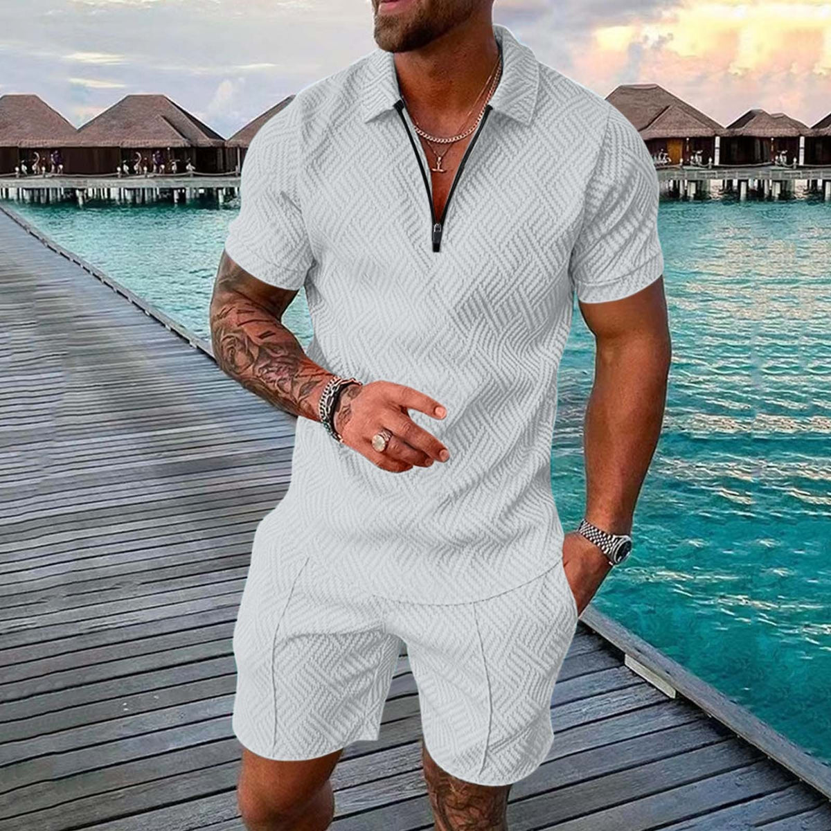 Conjunto Camisa Polo Manga Curta + Shorts Masculino