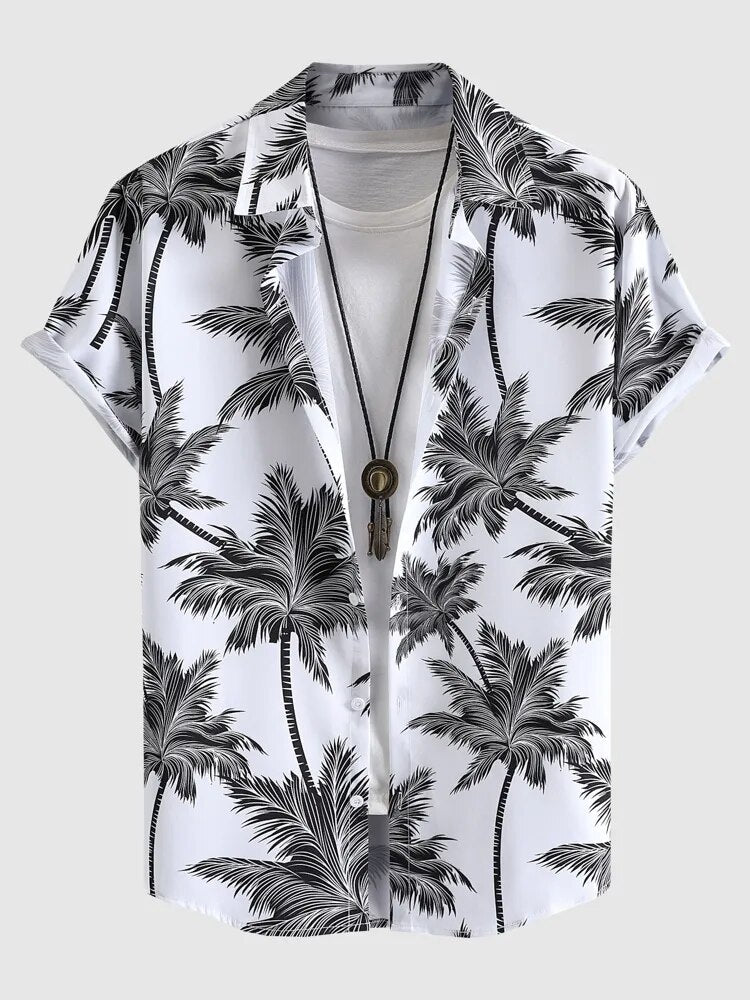 Camisa Havaiana Tropical Black and White