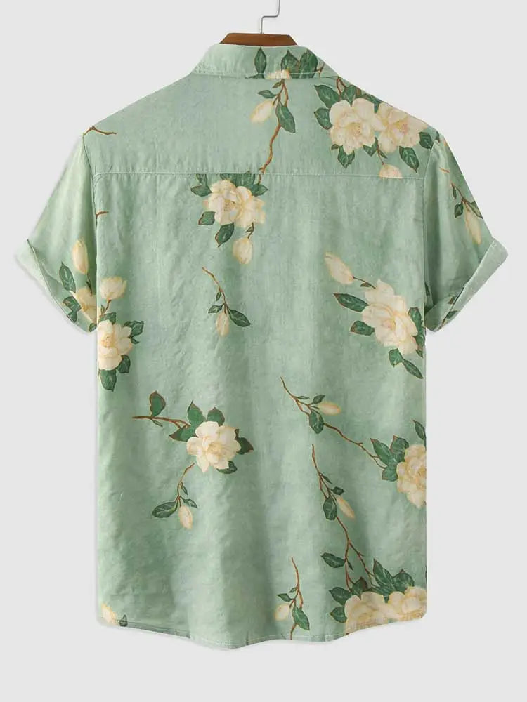 Camisa Masculina Florada Moda Praia Verão 