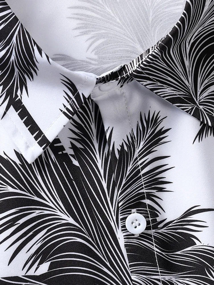 Camisa Havaiana Tropical Black and White