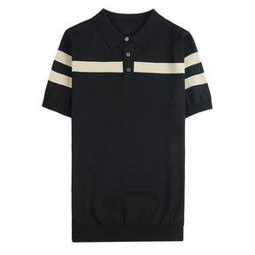 Camisa Polo Masculina de Seda Gelada Tricotada